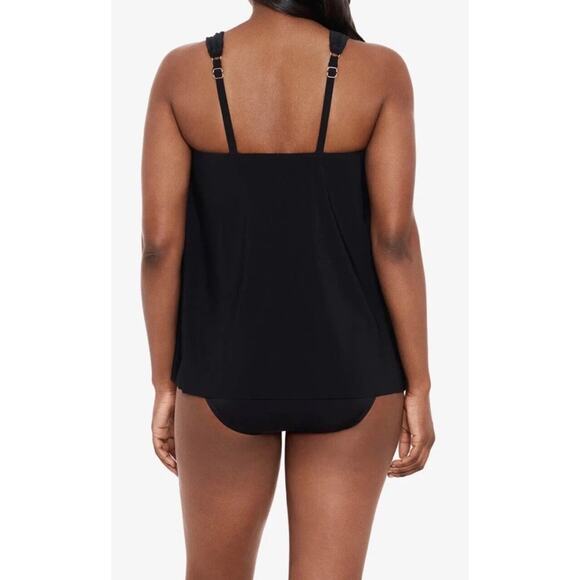 NWT Miraclesuit 10 DD Black Razzle Dazzle Tankini Top Swimsuit Underwire Sliming - Picture 5 of 5